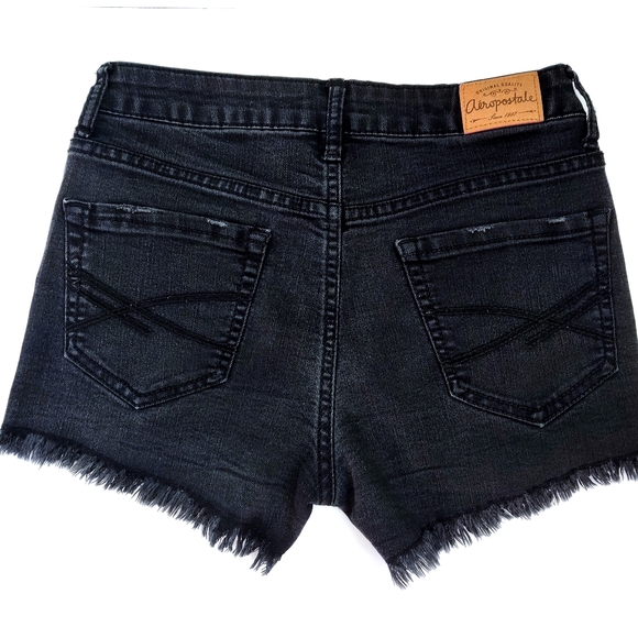 Aeropostale Women Ripped Style High-Rise Black Denim Shorts - Picture 2 of 10